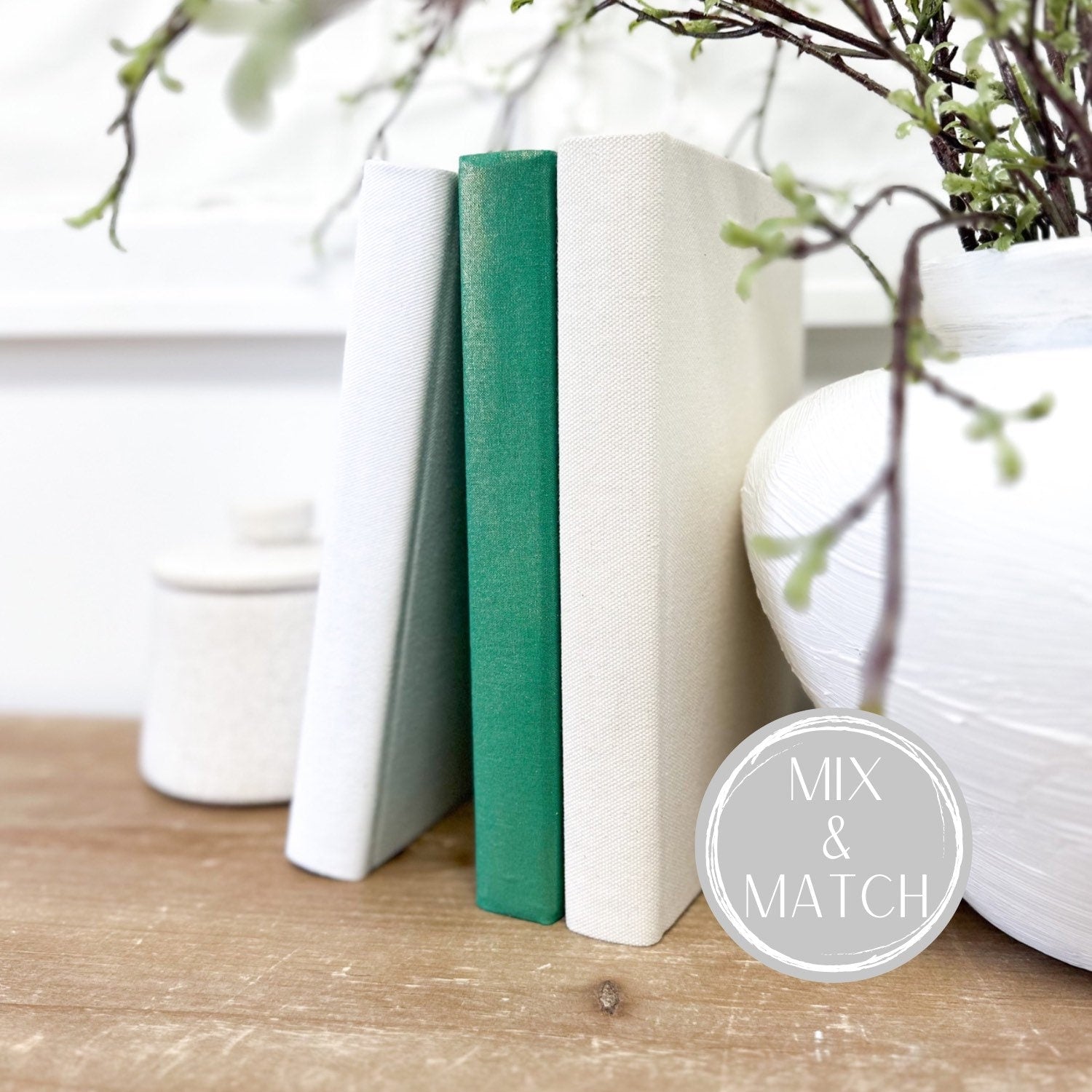 Green Shelf Decor, Living Room Decor, Designer Books, Book Bundle
