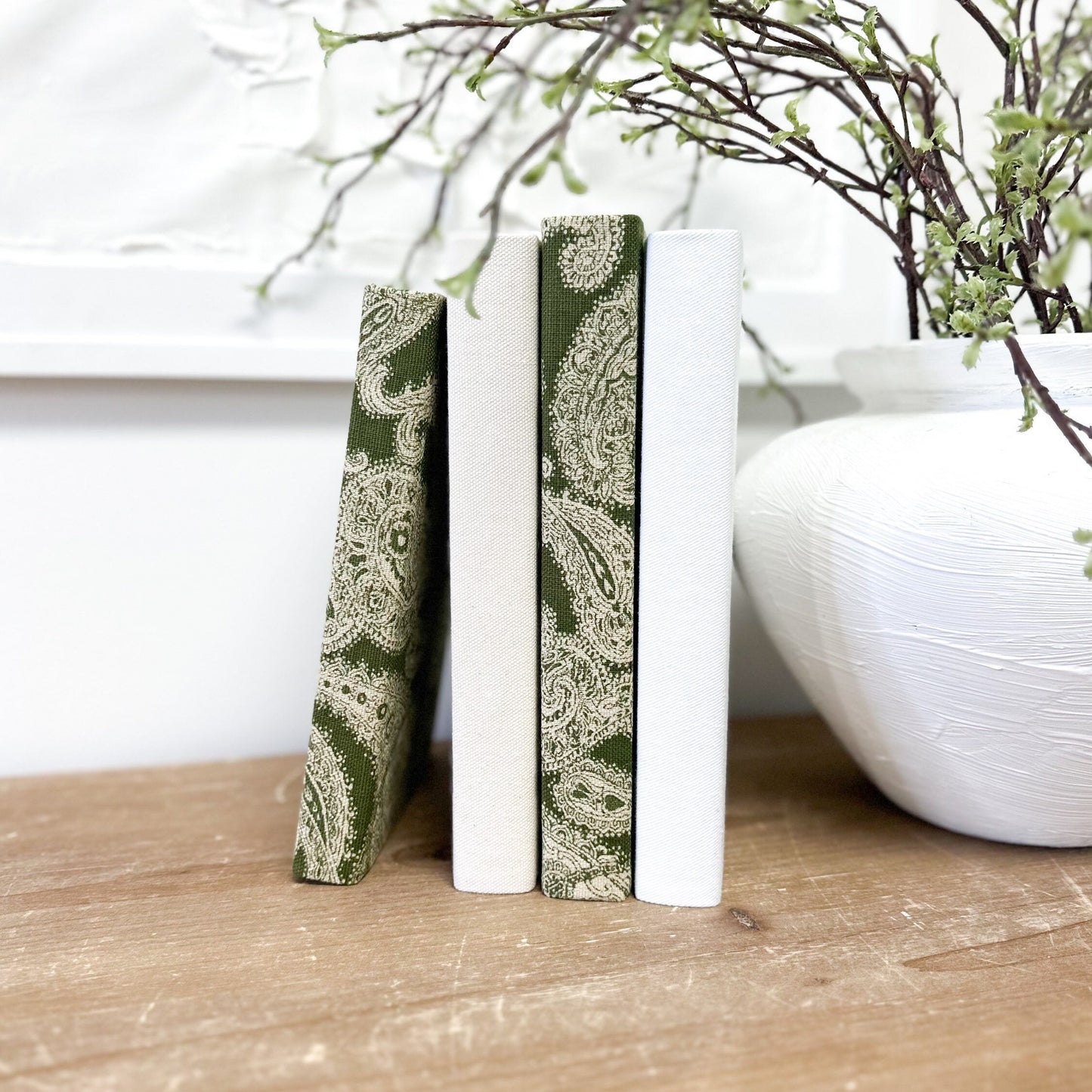 Linen Covered Books, Decorative Books for Home Decor, Bookshelf Decor