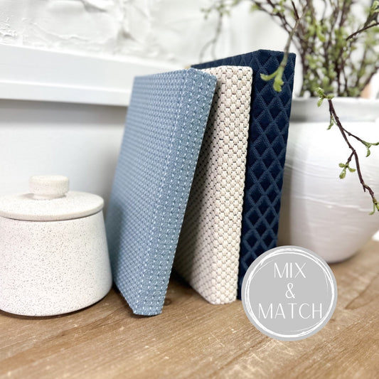 Linen Wrapped Books for Shelf Decor, Decorative Books, Book Set, Coffee Table Decor, Book Bundle