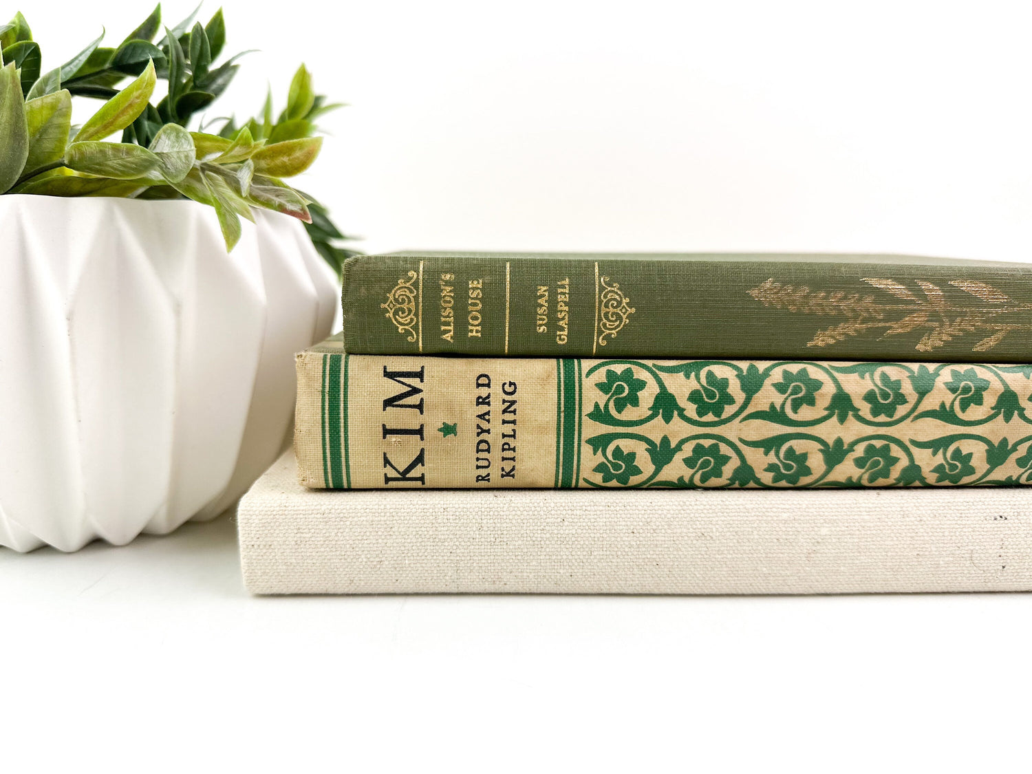 Green Book Set, Decorative Books for Shelf Decor, Modern Decor, Living Room Decor Ideas