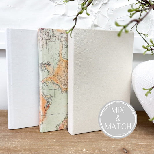 Map Home Decor , Fabric Covered Books for Shelf Decor