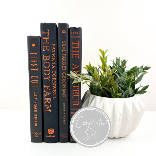 Black and Orange Shelf Decor