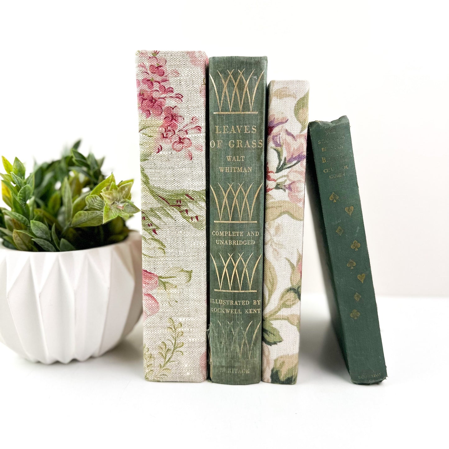 Spring Decorative Books for Home Decor, Books by Color, Books by the Foot, Shelf Decor