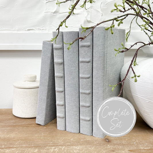 Gray Book Set, Decorative Books for Shelf Decor, Designer Books for Decorating, Book Set