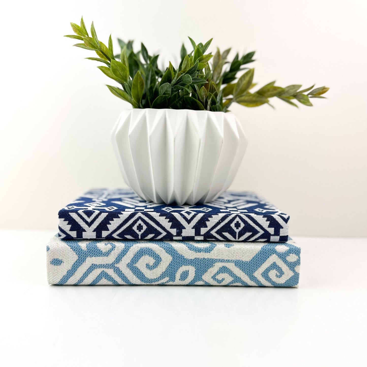 Blue Modern Living Room Decorative Books, Fabric Covered Books, Shelf Decor, Coffee Table Decor