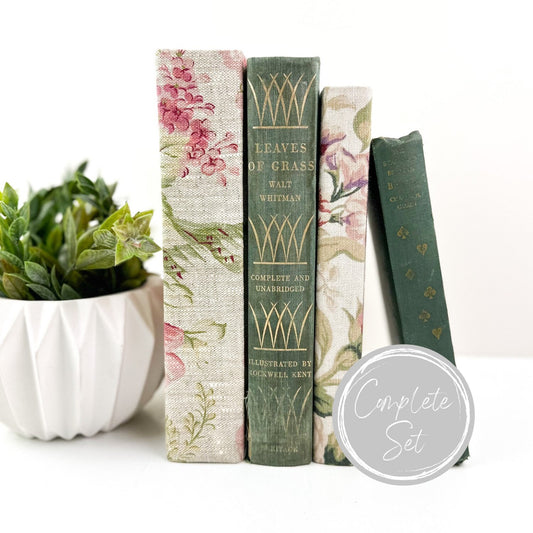 Spring Decorative Books for Home Decor, Books by Color, Books by the Foot, Shelf Decor