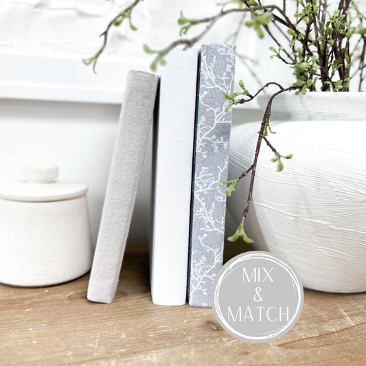 Decorative Books, Modern Book Set, Bookshelf Decor, Linen Covered Books