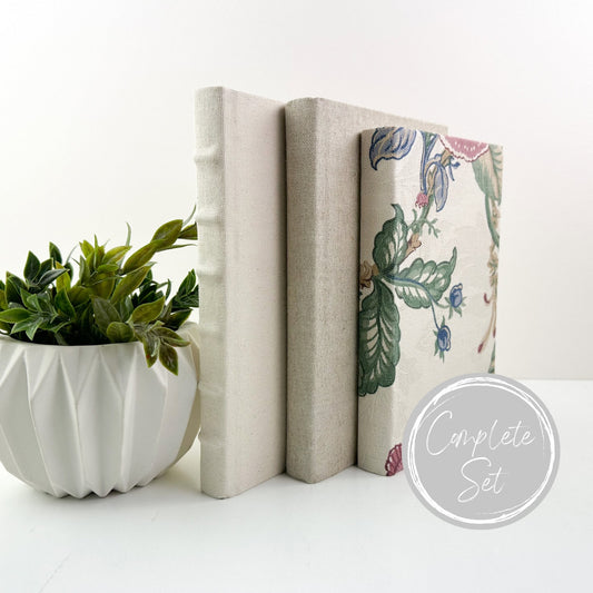 Floral Decorative Books for Living Room Decor, Book Set for Shelf Decor, Book Bundle, Table Decor