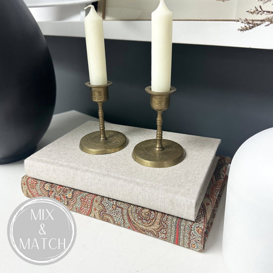 Linen Wrapped Books for Shelf Decor, Decorative Books, Book Set, Coffee Table Decor, Book Bundle