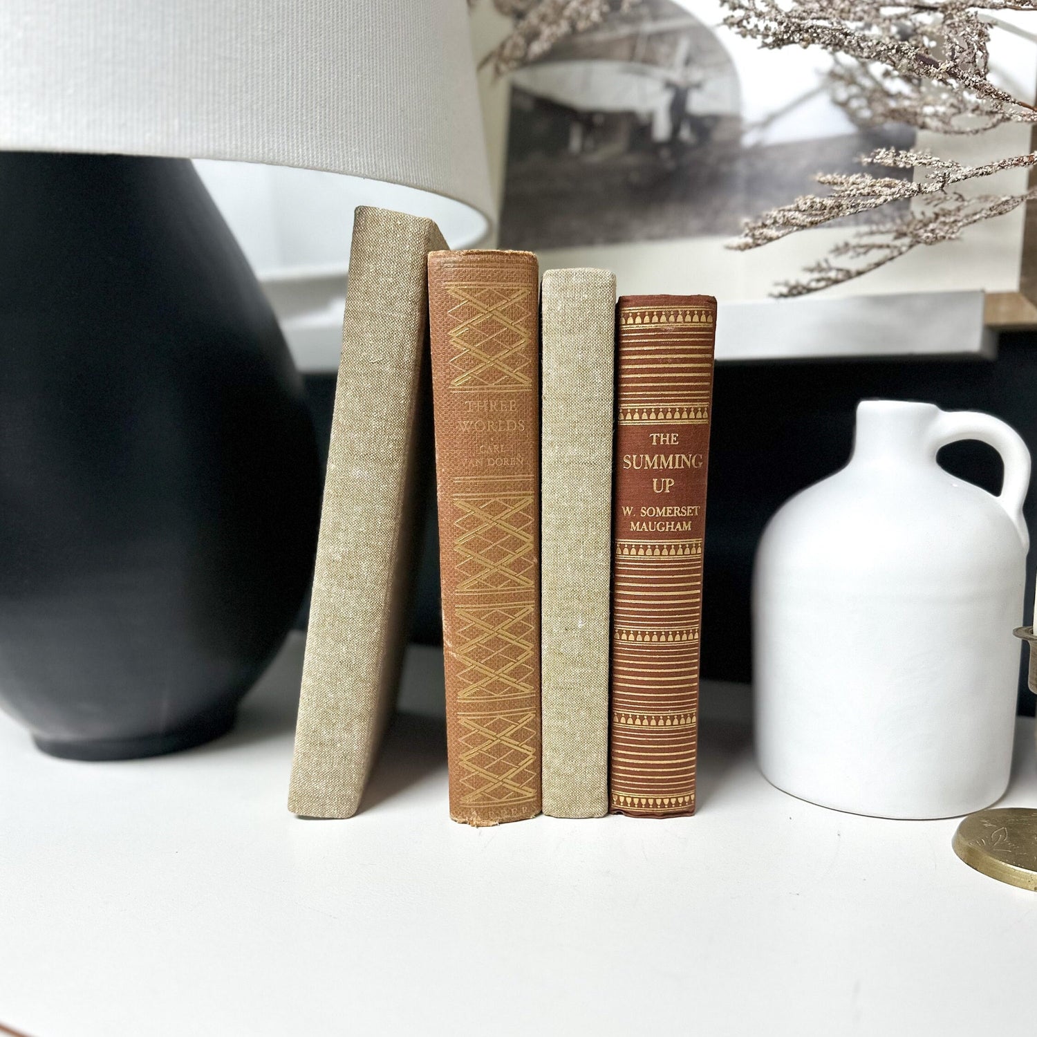 Orange Decorative Books for Living Room Decor, Book Set for Shelf Decor, Book Bundle, Table Decor
