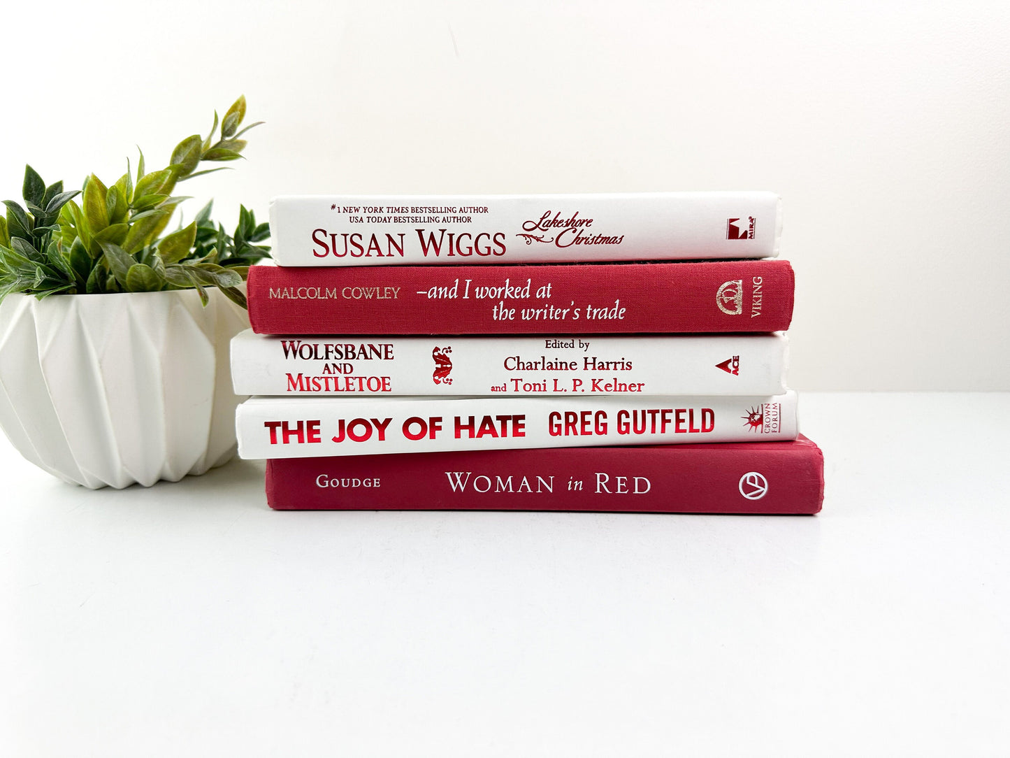 Red Shelf Decor, Book Set, Decorative Books for Shelf Decor, Modern Decor, Living Room Decor Ideas