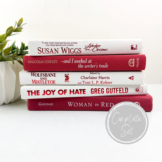 Red Shelf Decor, Book Set, Decorative Books for Shelf Decor, Modern Decor, Living Room Decor Ideas