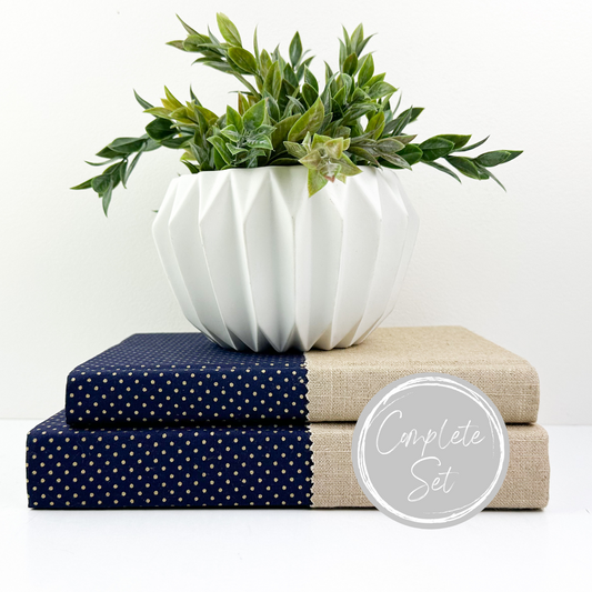 Fabric Wrapped Books for Shelf Decor (Set of Two)