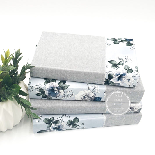 Gray and Light Blue Floral Unique Book Set