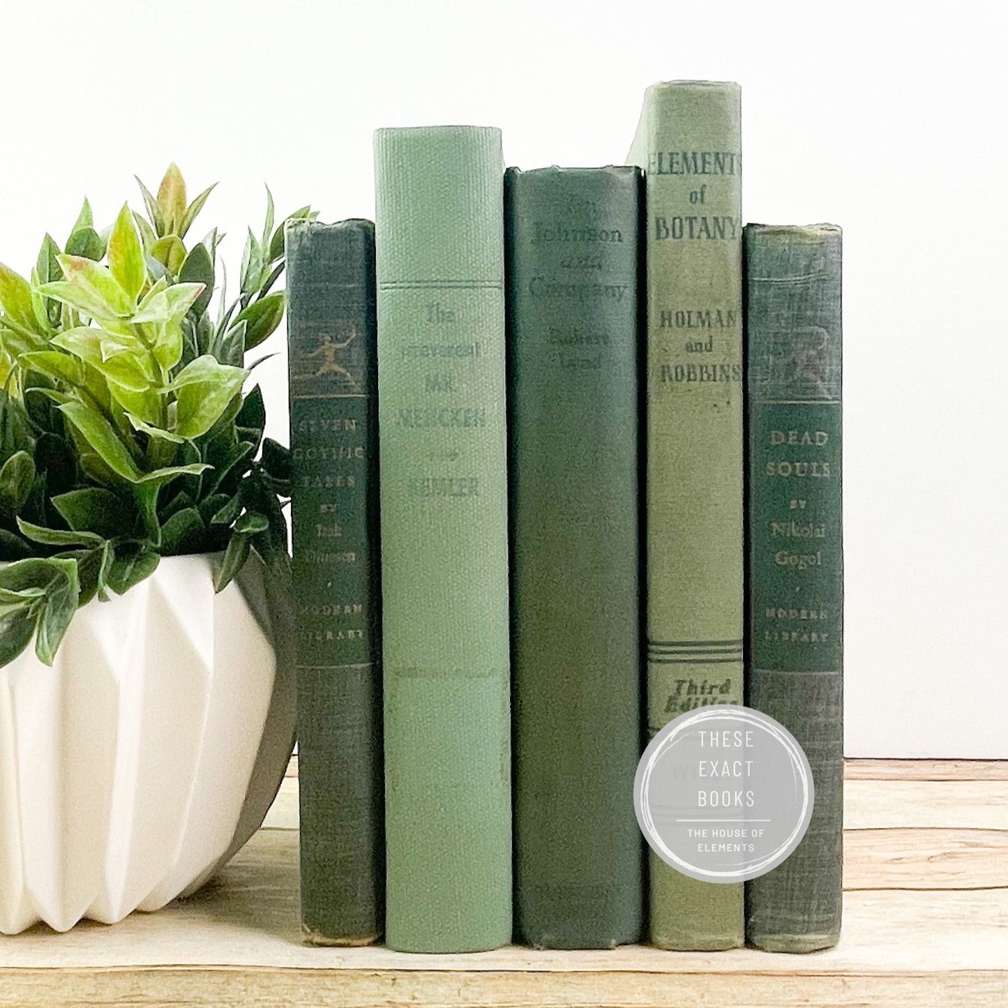 Green Blue Book Set for Shelf Decor