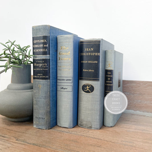 Classic Blue and Black Books for Home Decor