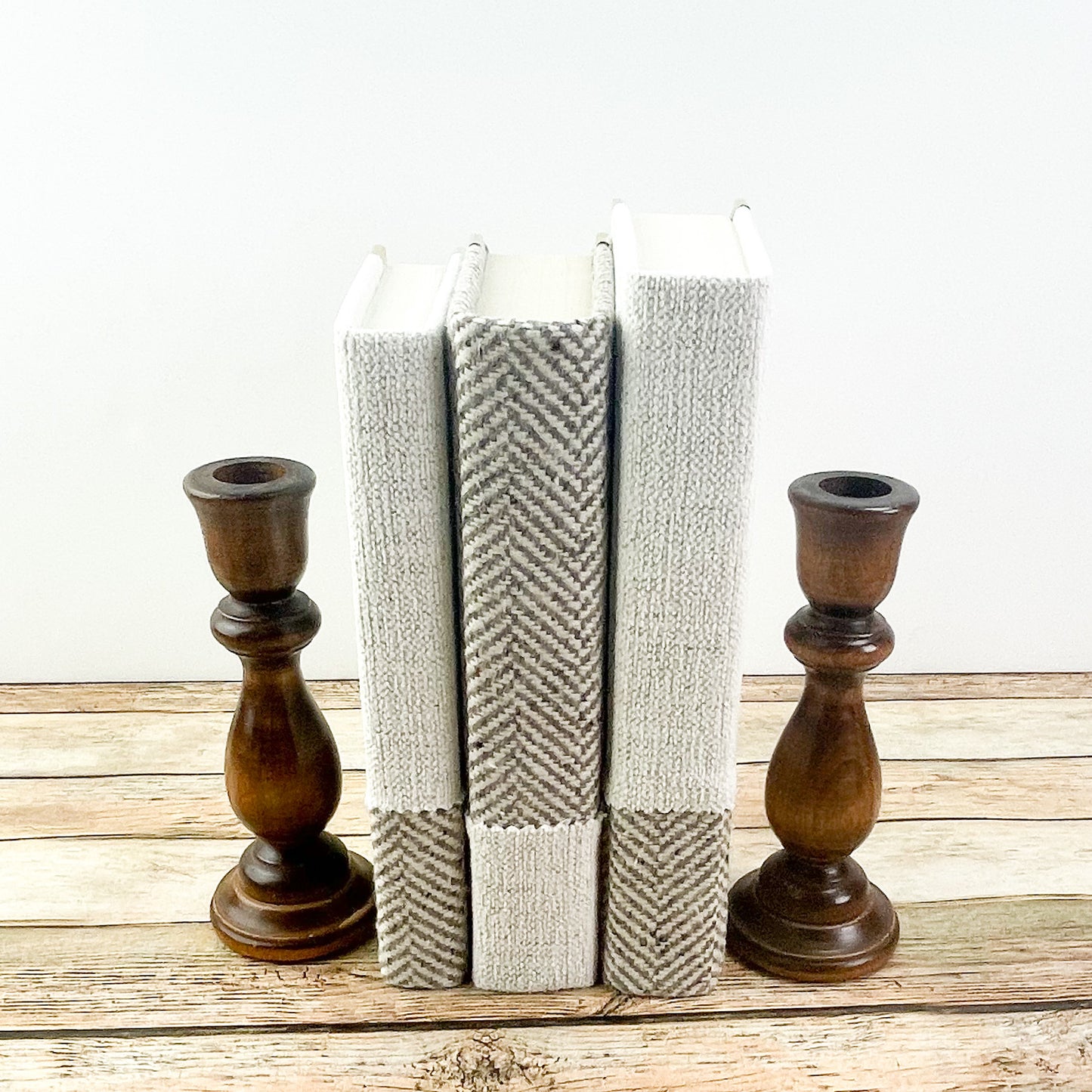 Classic Herringbone Book Set for Decor