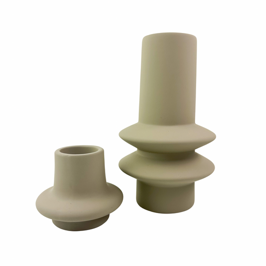 Tan Vase and Tea Light Holder