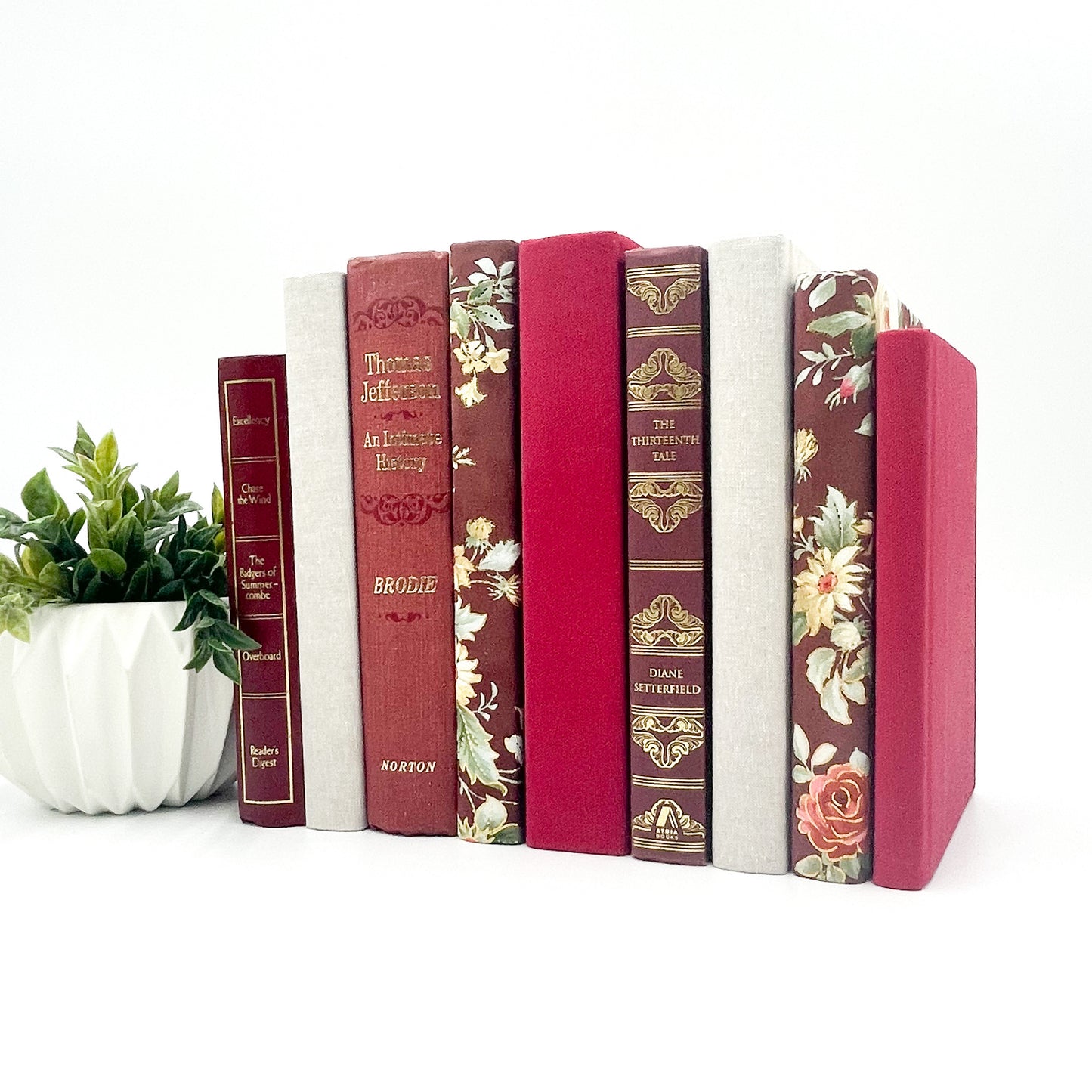 Floral Red Decorative Book Set