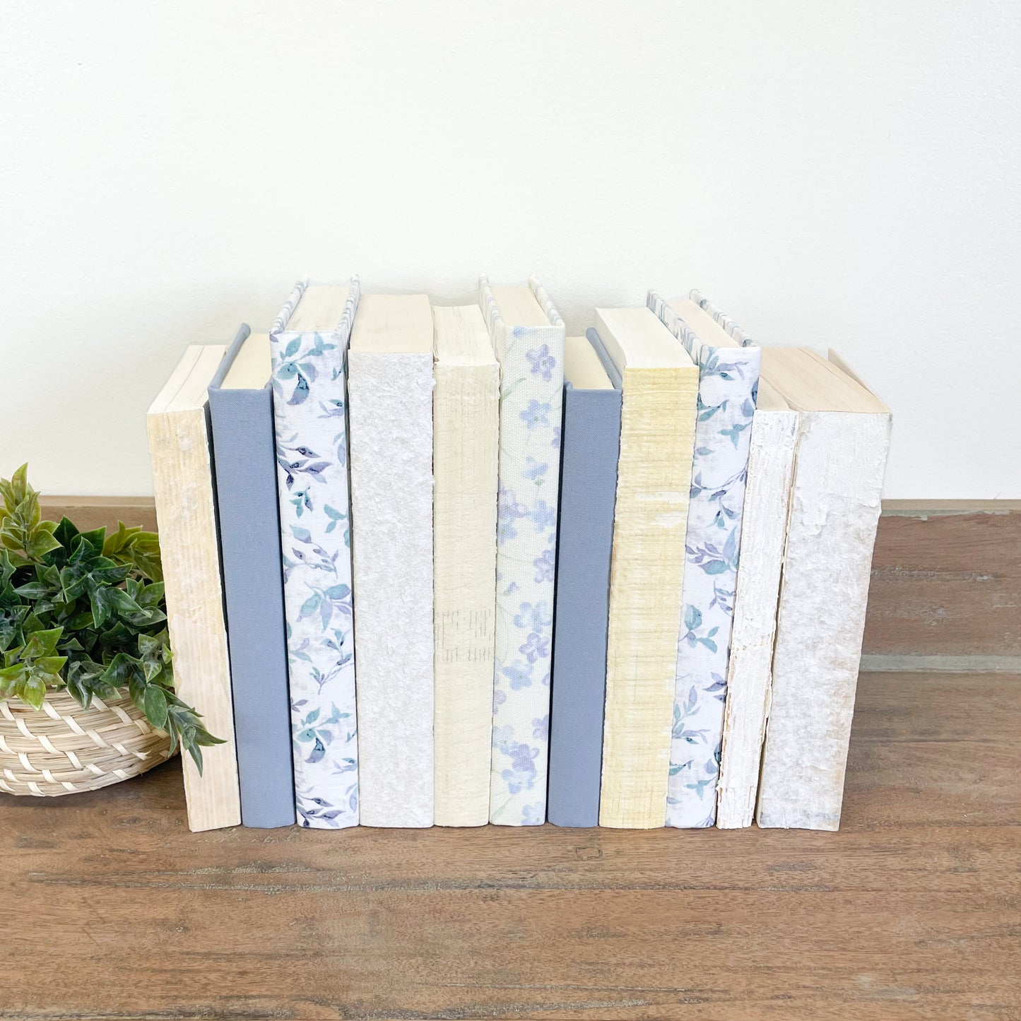 Blue and Yellow Floral Books for Shelf Decor