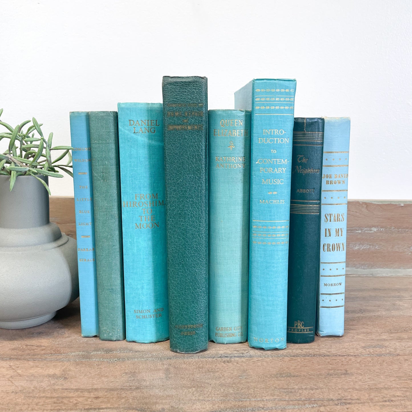 Blue Green Book Set for Shelf Decor