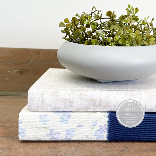 Blue Floral Decorative Book Set