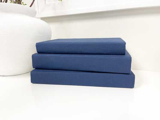 Solid Navy Blue Fabric Covered Book