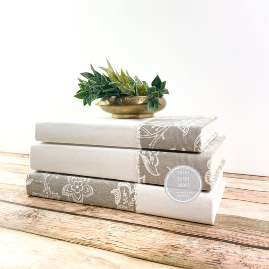 Tan Floral Books for Bookshelf Decor