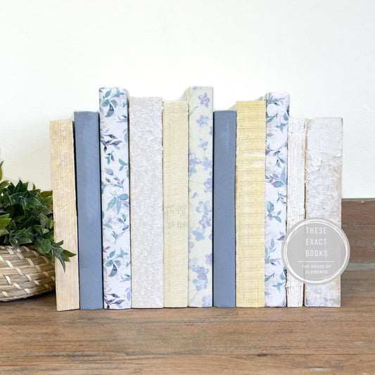Blue and Yellow Floral Books for Shelf Decor