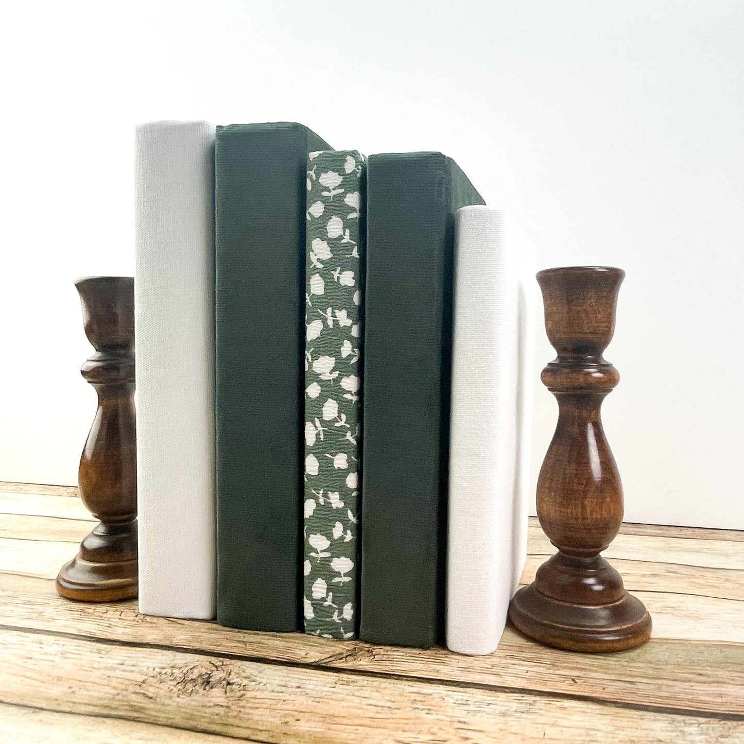 Green Floral Decorative Books