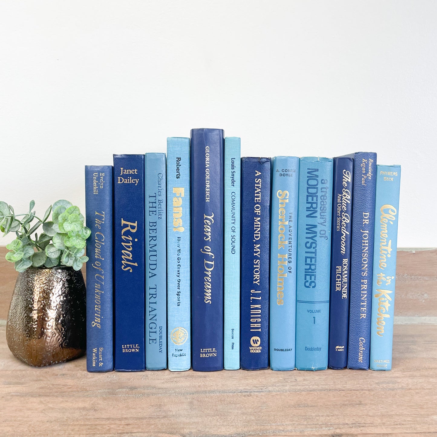 Shades of Blue Books for Mantel Decor