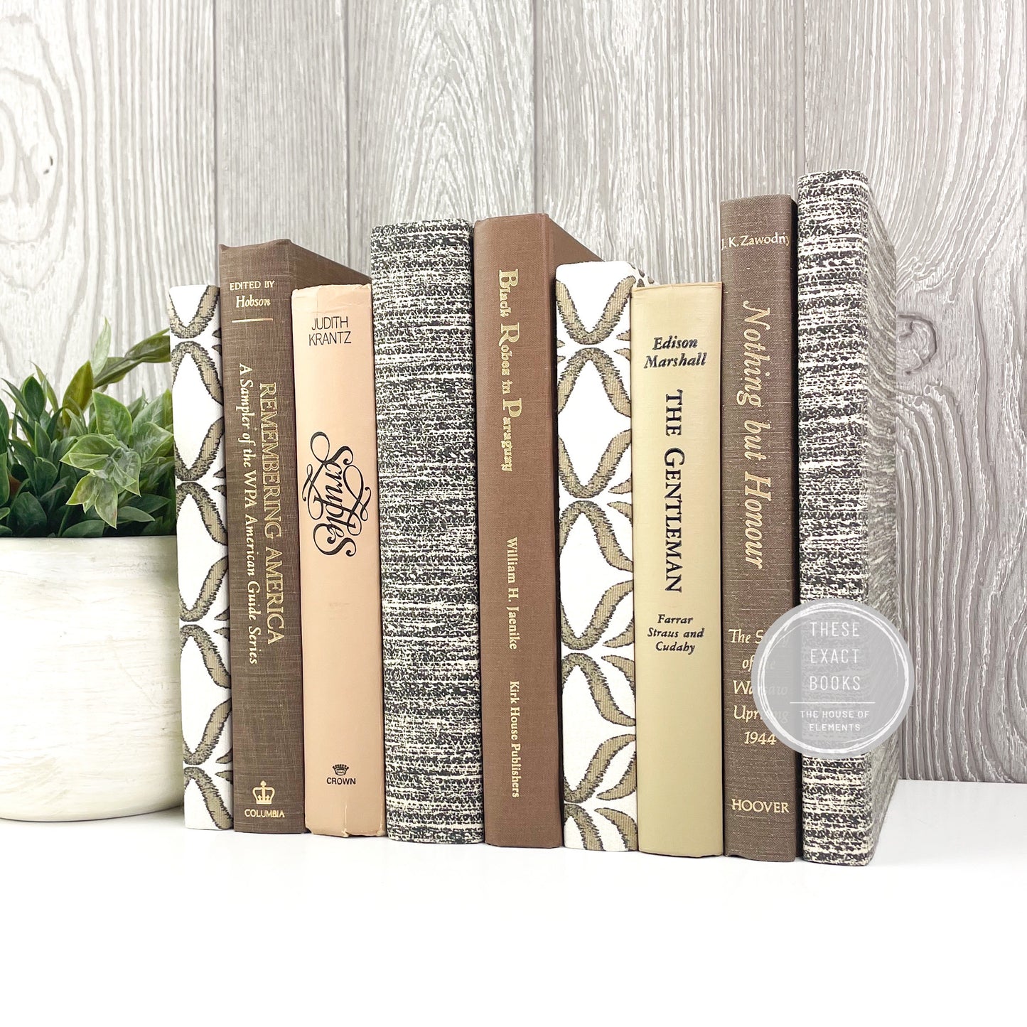 Decorative Neutral Books for Shelf Decor