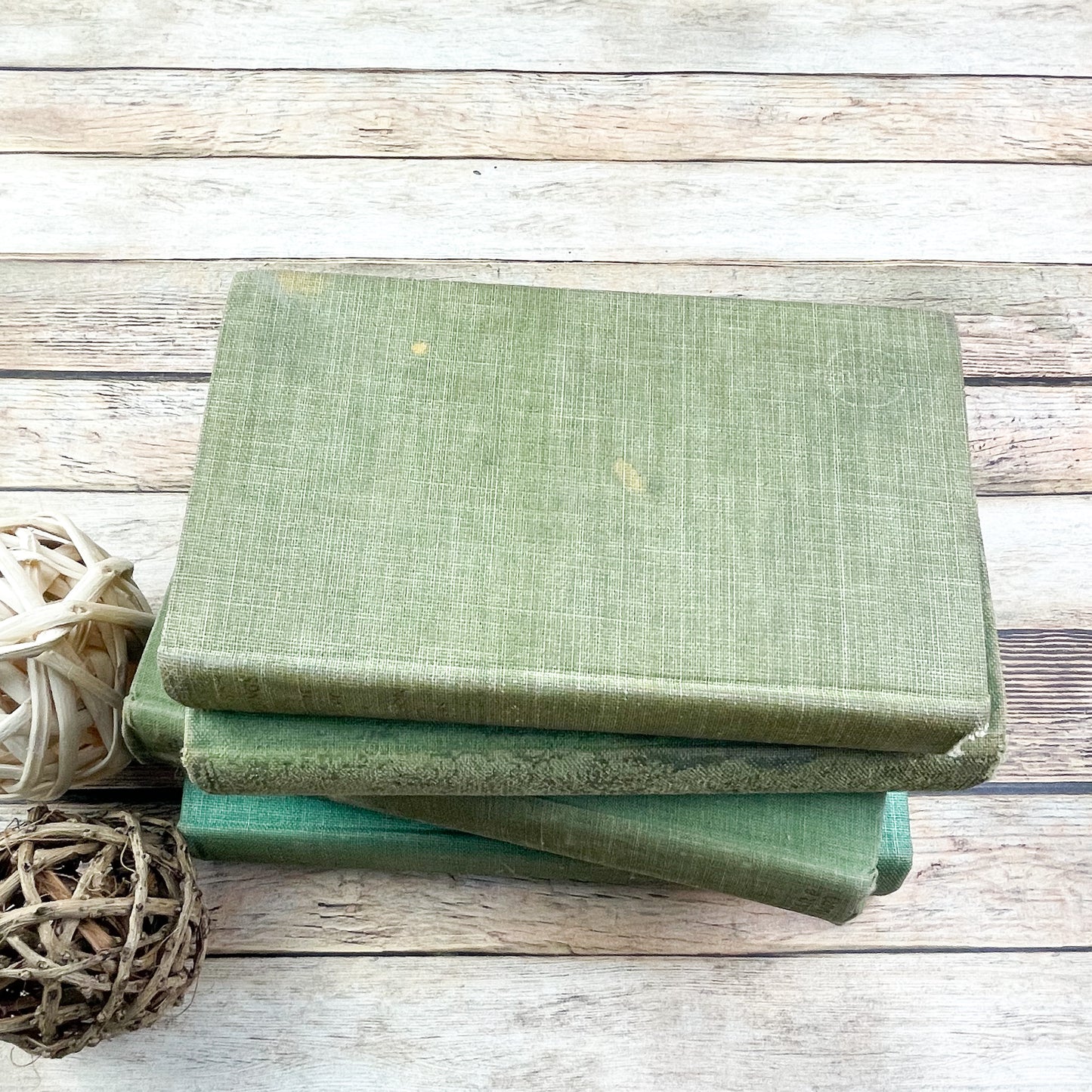 Vintage Green Books for Home Accents