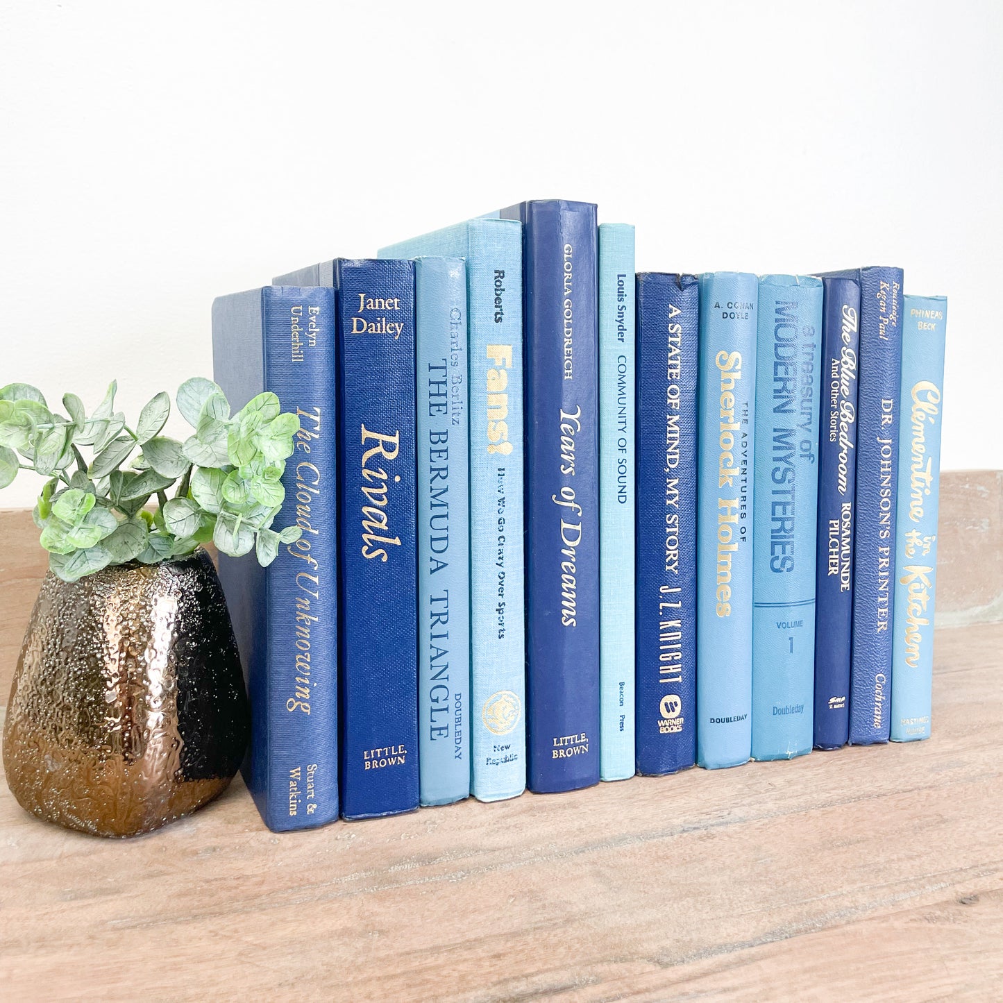Shades of Blue Books for Mantel Decor