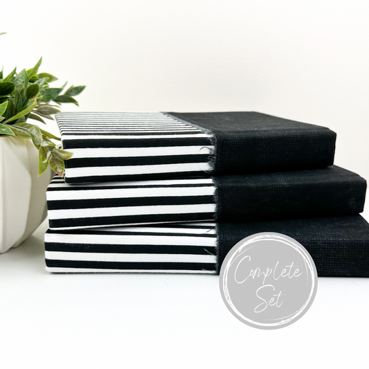 Black and White Fabric Covered Books (Set of Three)