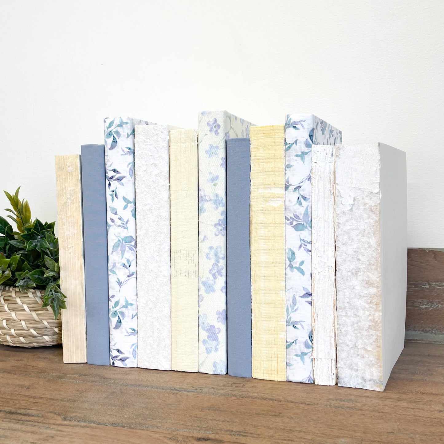 Blue and Yellow Floral Books for Shelf Decor