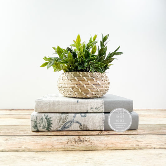 Gray Floral Decorative Book Set