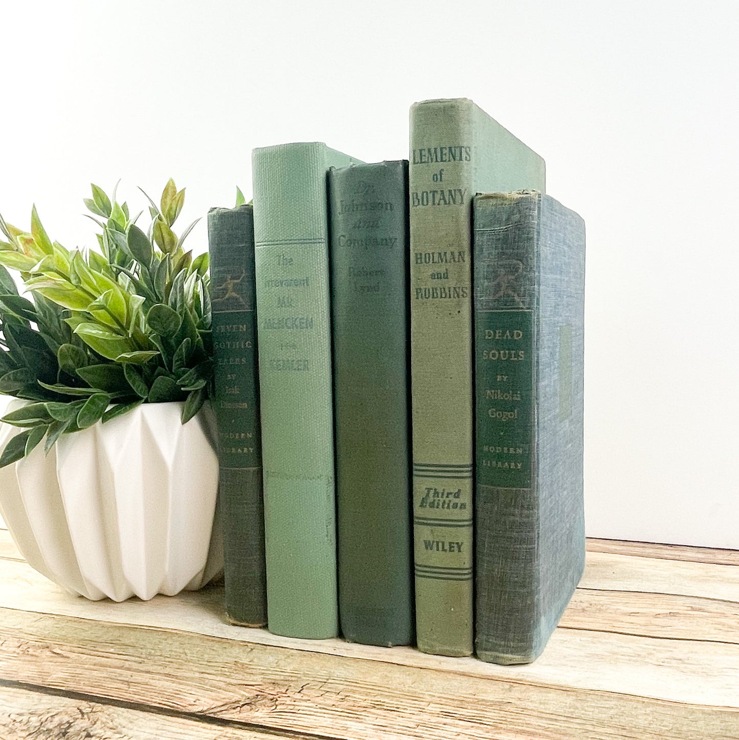Green Blue Book Set for Shelf Decor