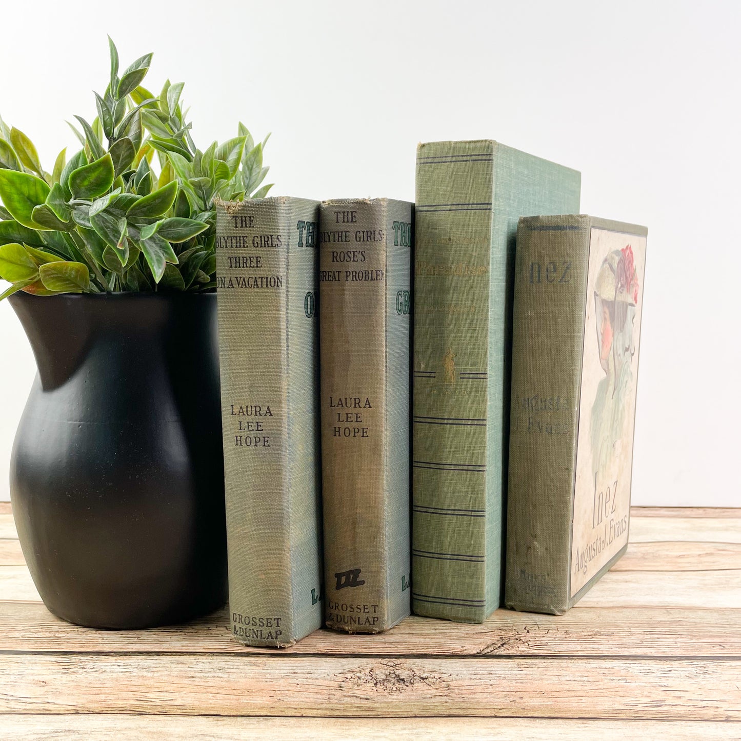 Vintage Green Decorative Book Set