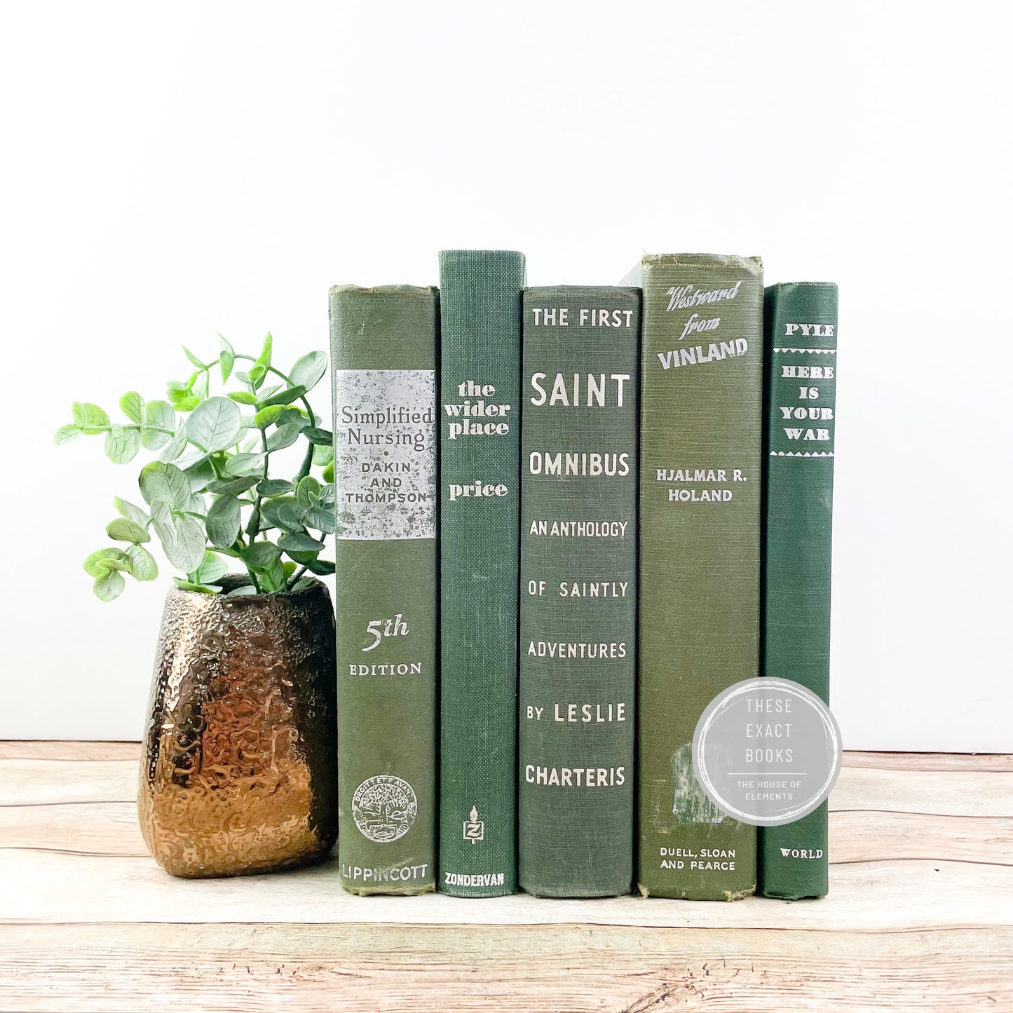 Green Book Set for Shelf Decor