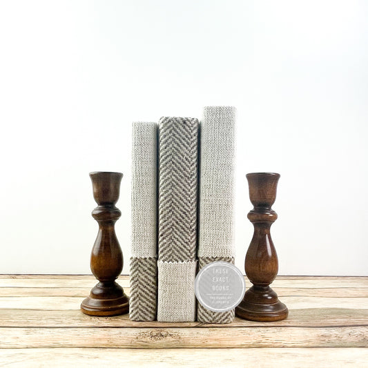 Classic Herringbone Book Set for Decor