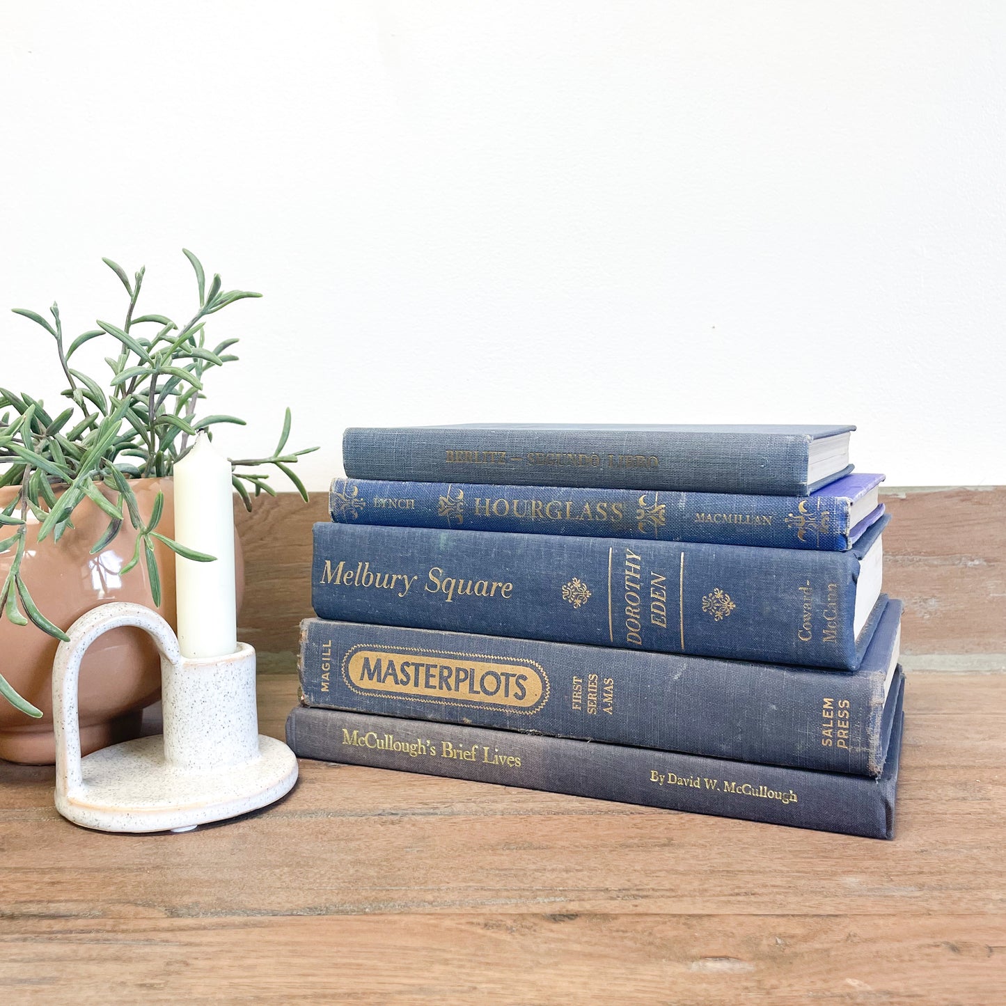 Vintage Blue Book Set for Shelf Decor