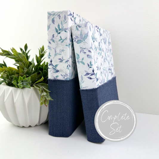 Blue Fabric Covered Books (Set of Two)