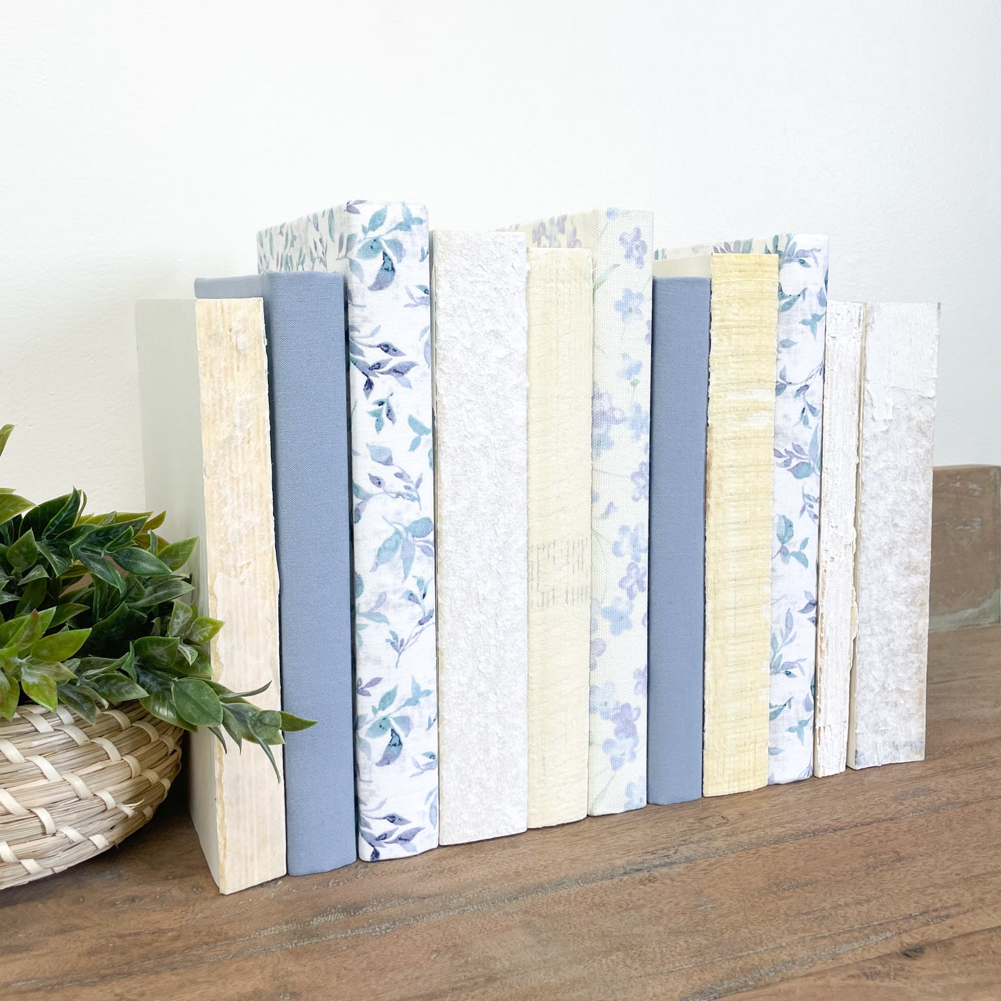 Blue and Yellow Floral Books for Shelf Decor