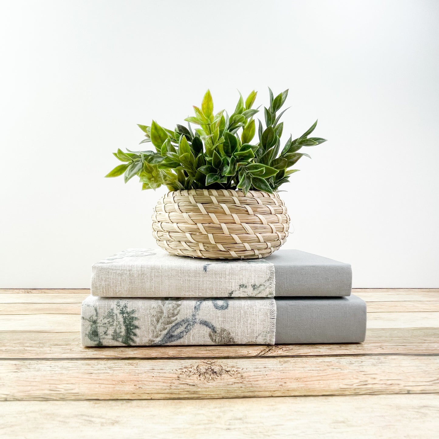 Gray Floral Decorative Book Set