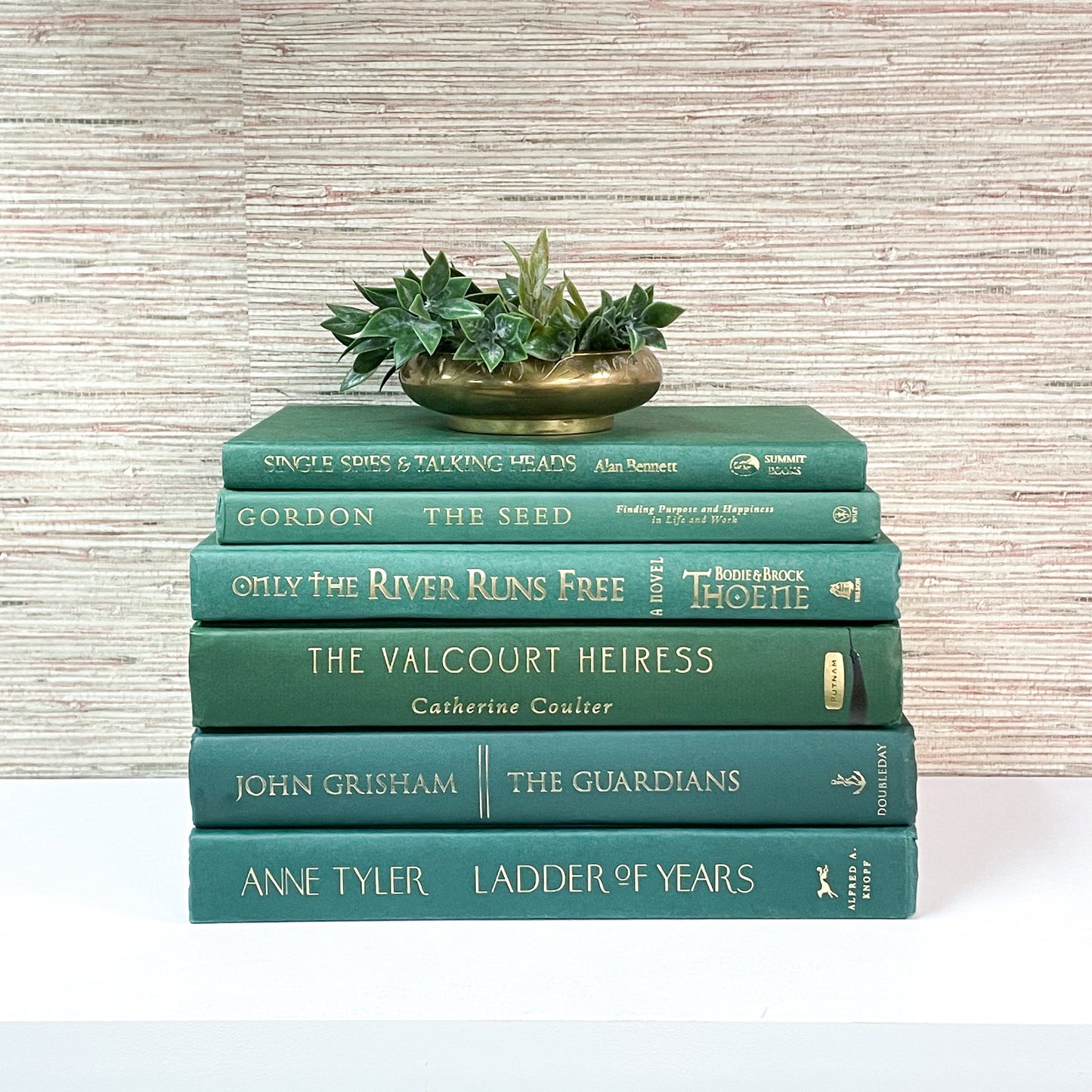 Green Book Stack for Shelf Decor