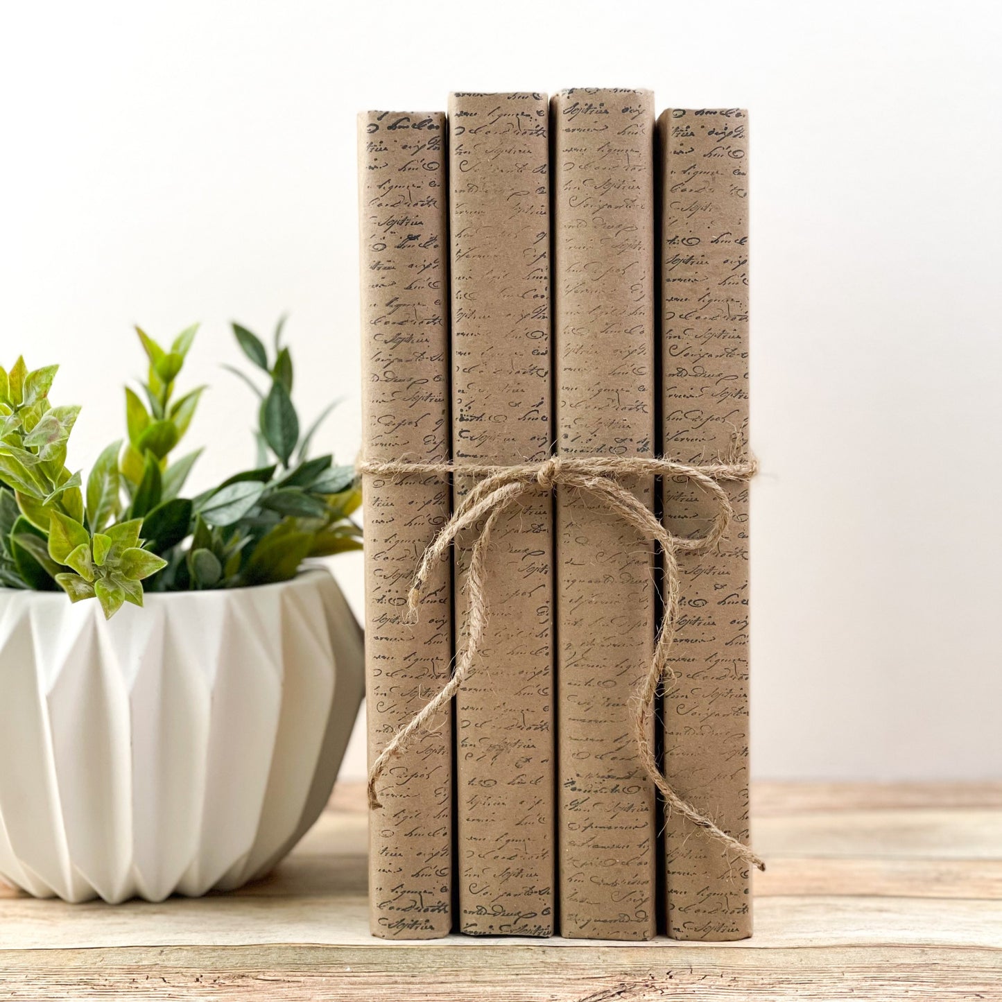 Kraft Wrapped Books with Script – Elements
