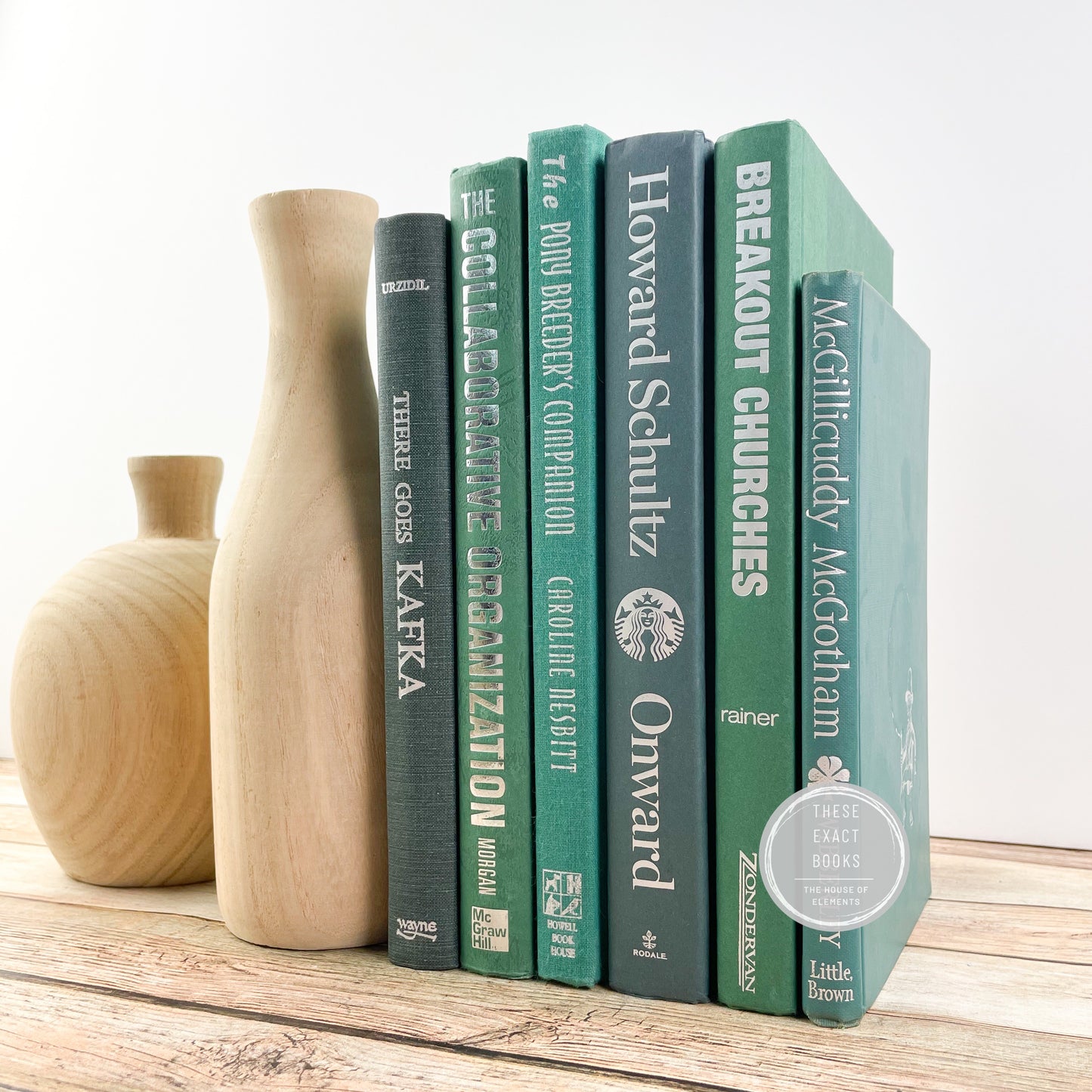 Modern Green Books for Bookshelf Decor