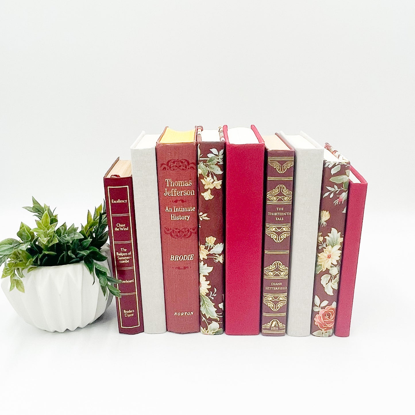 Floral Red Decorative Book Set