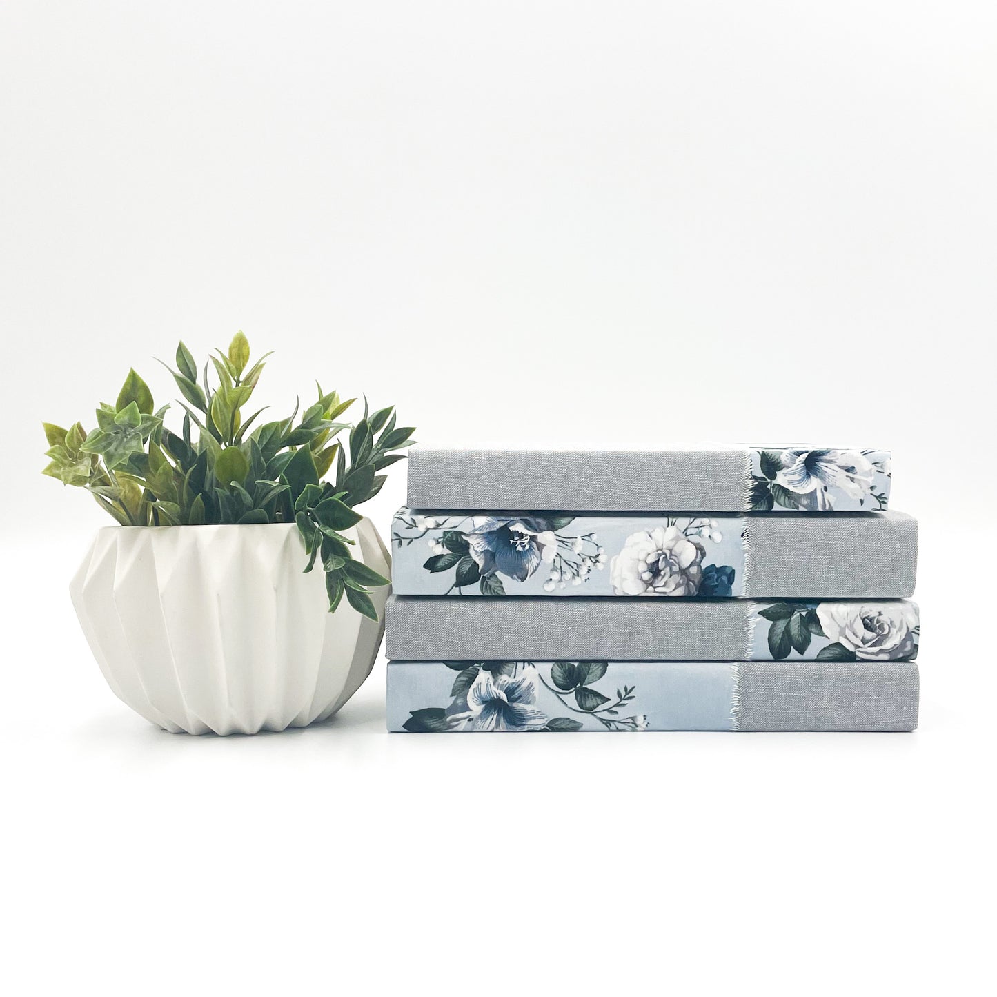 Gray and Light Blue Floral Unique Book Set